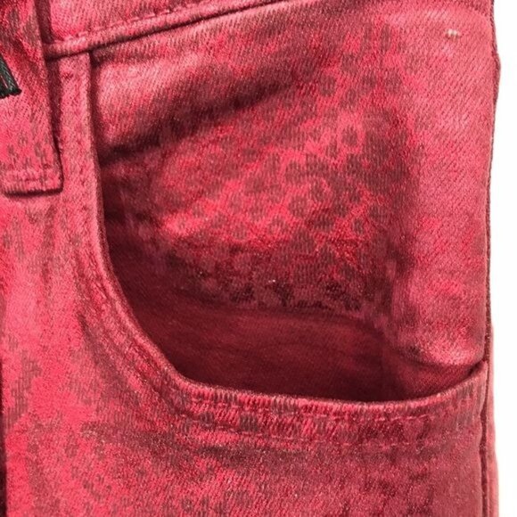 J Brand Alana High Rise Jagged Opium Python Red Size 23 New - Picture 3 of 12